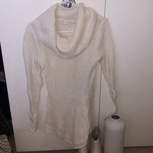 Cream long layered turtle neck sweater